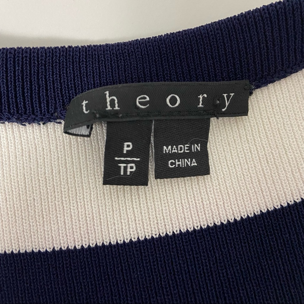 Theory Womens Lasina Striped Sleeveless Bodycon Dress Blue White Knit size XS - Picture 9 of 11